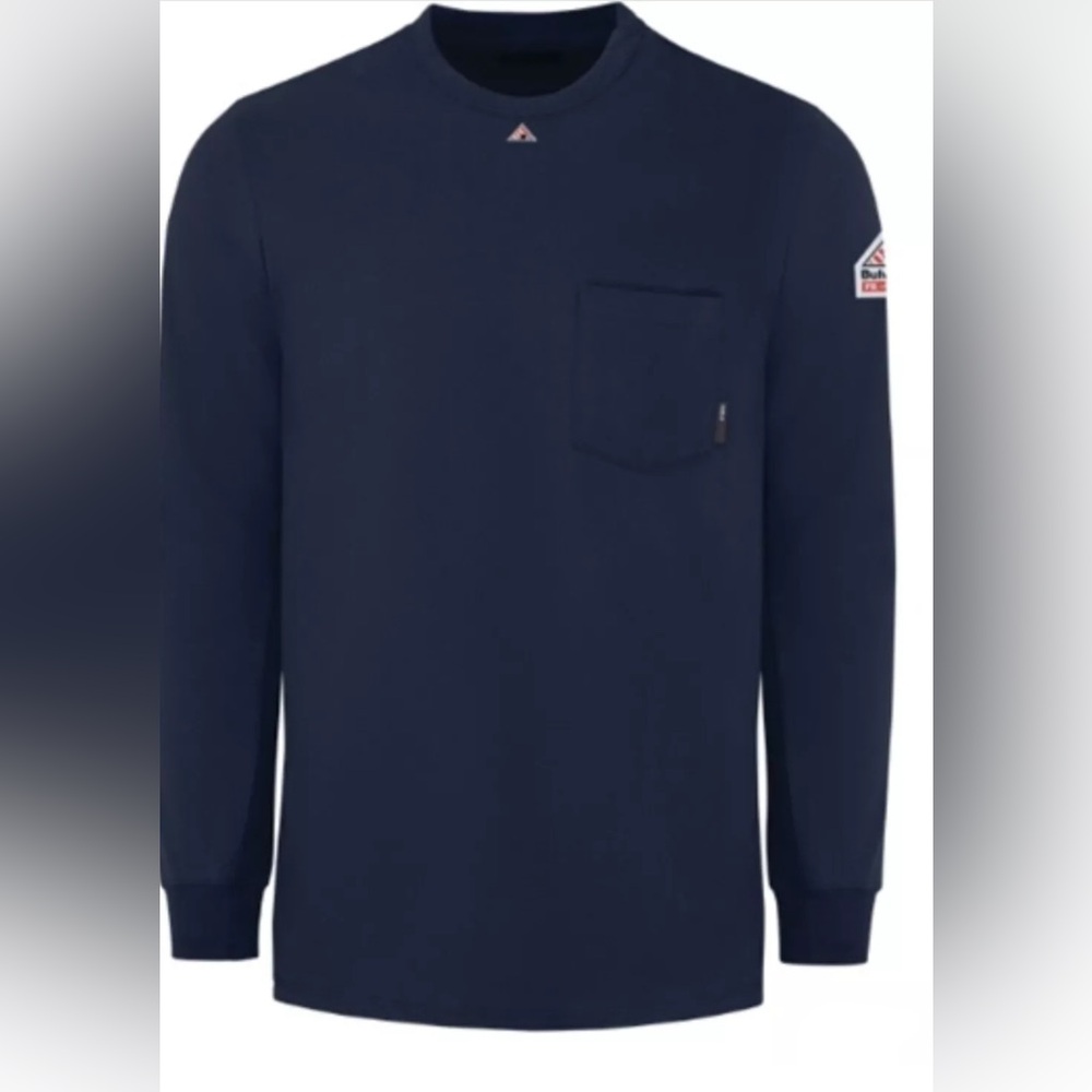Bulwark Knit Long Sleeve T Shirt Navy Blue SET2NV3 XXL Navy Blue FR Pocket